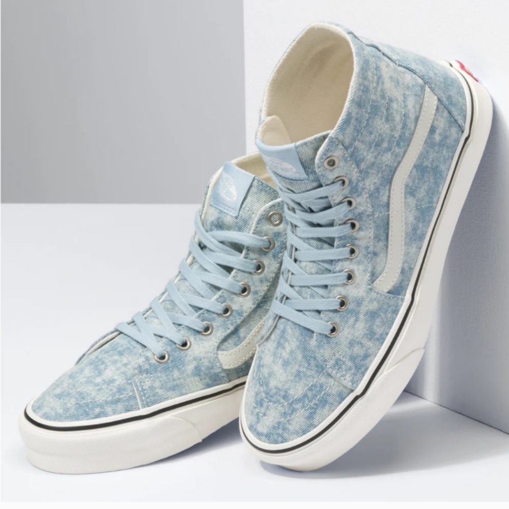 VANS Sk8-Hi Tapered Denim Destroy Shoes Women's size 8 / Men's Size 6.5